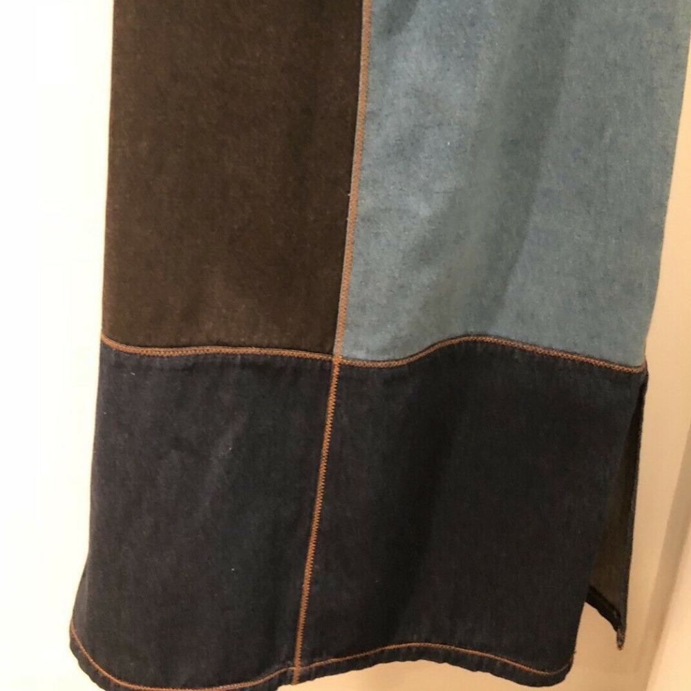 Long Patchwork Denim Skirt Modest Reverse Stitch - image 5